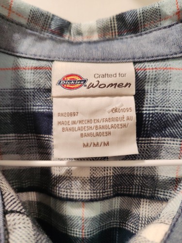NWT Dickies Women's Plaid Flannel Work Button Up Shirt Medium Long Sleeve - Picture 2 of 6