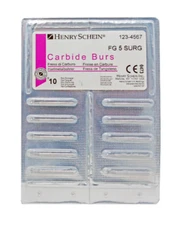 Henry Schein Operatory Carbide Burs FG 5 Surgical 25mm Round  Shape 10/Pack