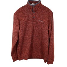Eddie Bauer Mens Radiator Fleece Pullover Snap Front Top Russet, M NWOT