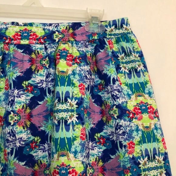 VICTORIA'S SECRET Blue Green Pink Neon Boho Palm Tree Hawaiian Skirt Mini sz 10 - Image 2 of 4