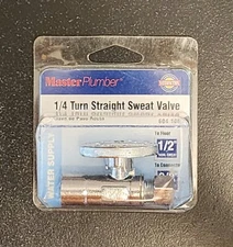 Master Plumber 1/4 Turn Straight Sweat Valve 604 106