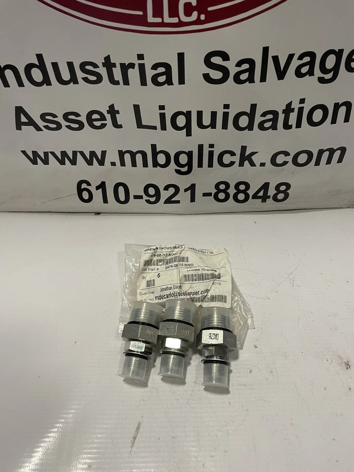 3474-08-12-NWO Hydraulic Straight Adapter 1/2” x 3/4” Male ORP -lot of 3 NEW - Image 3 of 4