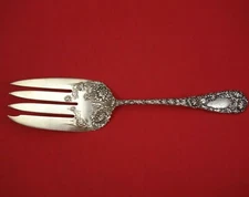 Chrysanthemum by Durgin Sterling Silver Cold Meat Fork with Design 9 1/4"