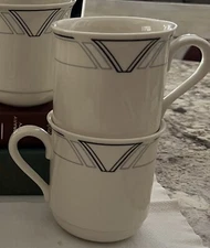Lenox Chinastone Art Deco Natural Accents Slate Coffee/Tea Mugs/Cups Set of 8