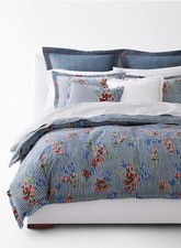 Ralph Lauren Maggie Floral Stripe 2PC FULL / QUEEN Duvet Cover Set Indigo Multi