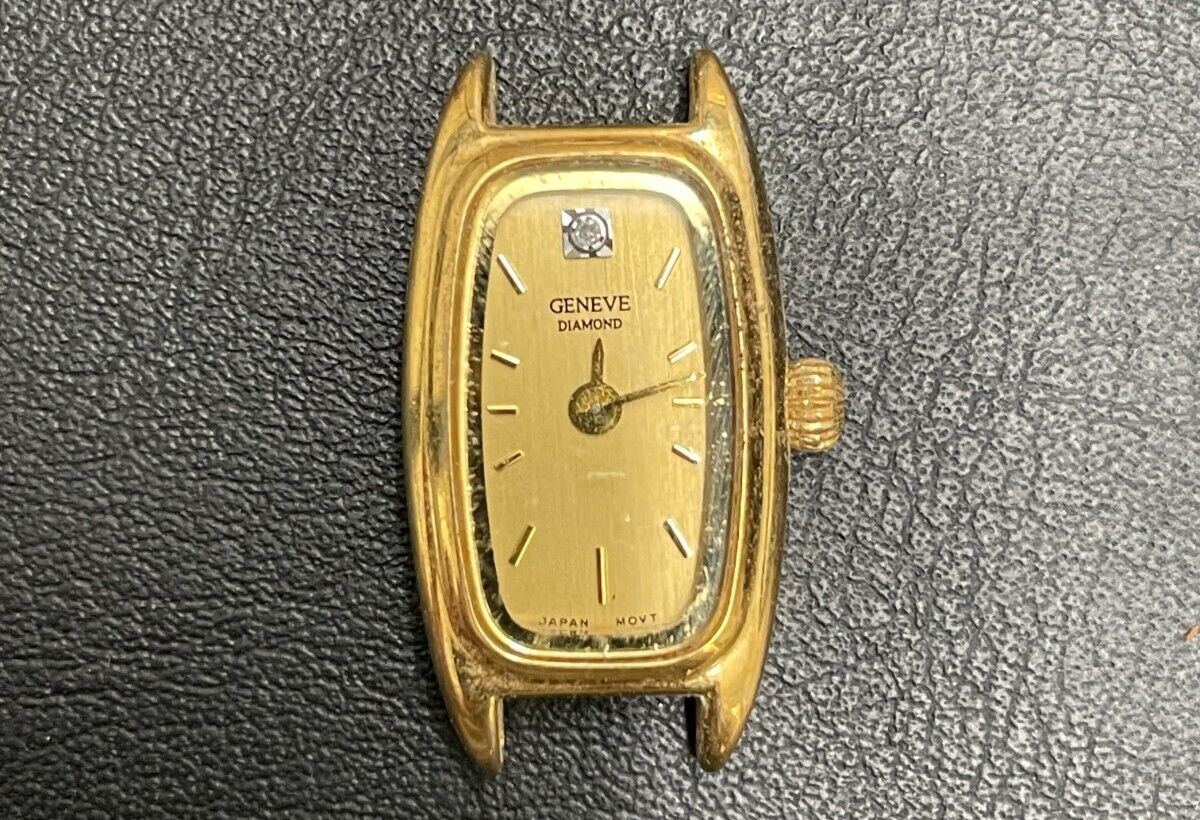 Geneve Diamond 18k Gold Plated Stainless Steel Back Watch 2006L