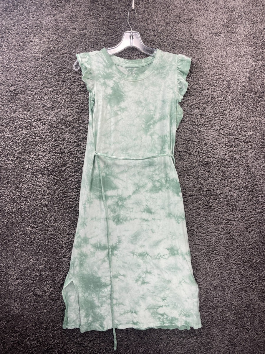 tie dye knit midi dress Time and Tru Maxi Women Small 4-6 Green Tie Waist Ruffle Womens dresses