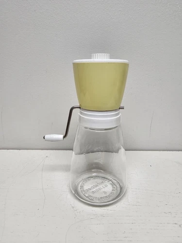 Vintage Federal Housewares Nut Grinder Yellow with Original Lid USA