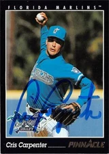 Cris Carpenter autographed baseball card (Florida Marlins) 1993 Pinnacle #562