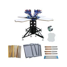 4 Color 4 Station Screen Printing T-Shirt Printing Kit &Squeegee Spatulas Frame
