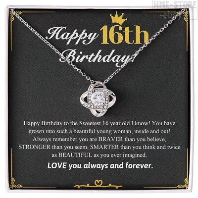 16th Birthday Necklace for 16 Years Old Girl Love Knot Pendant Gift for Daughter