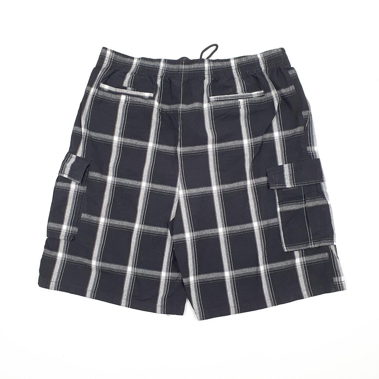 SHAKE WEAR Check Black Cargo Workwear Shorts Mens W42 image 3