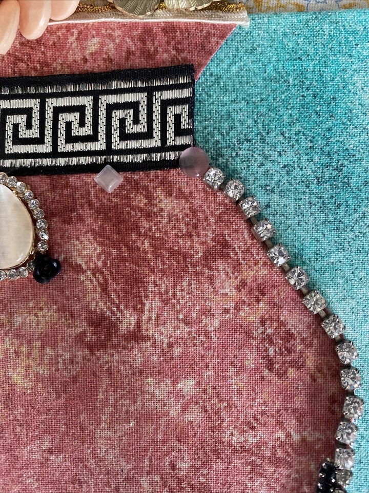 FRAMED JEWELRY ART OOAK Recycle Upcycle Vintage flowers vase floral