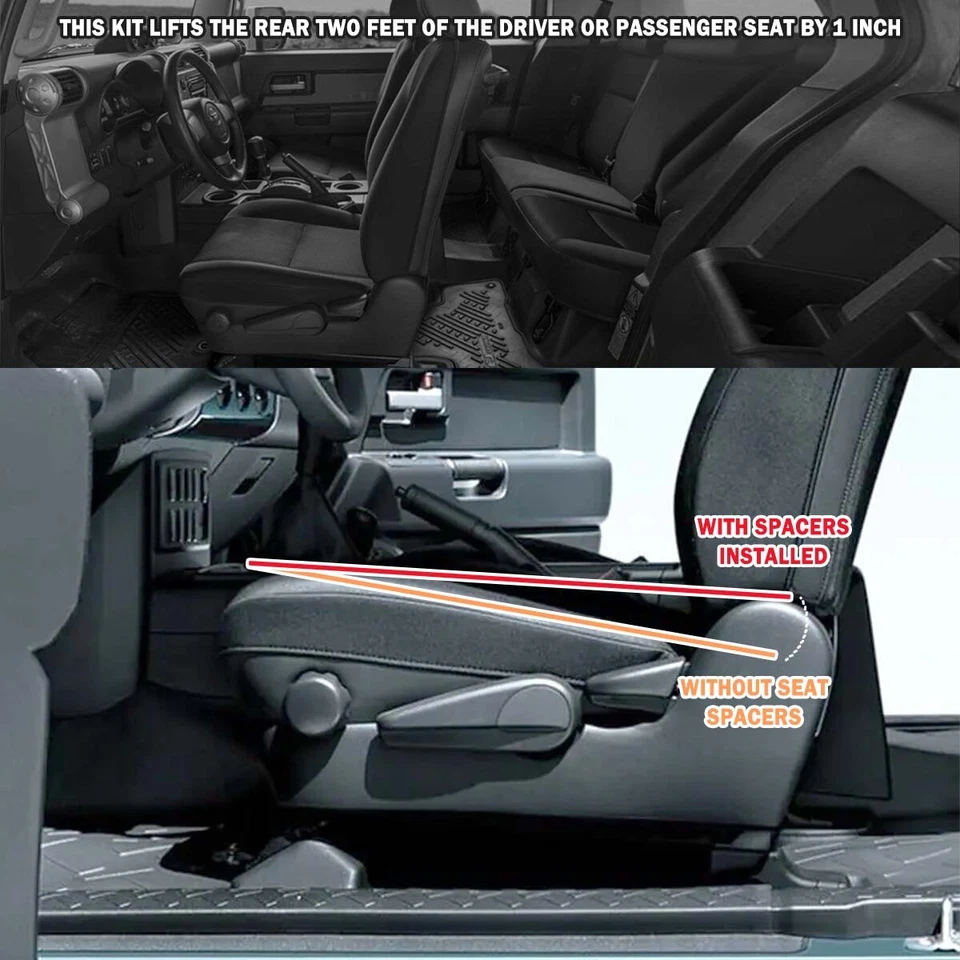 2007-2014 For Toyota for FJ Cruiser 1" Seat Spacers / Seat Lift Kit / Riser 2PCS Foto 3 de 4