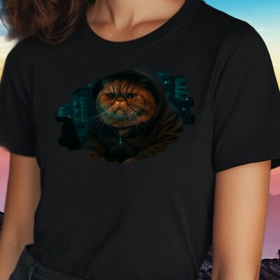 Frauen T-Shirt Hacker Katze Motiv Baumwolle Größe S bis 3XL