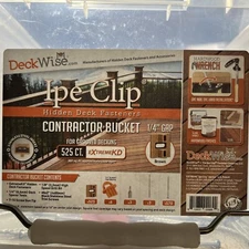 OPEN BOX Deck Wise Ipe Clip Hidden Deck Fasteners 525ct Contractor Bucket Brown