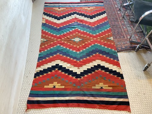 Navajo Indian Germantown Blanket Rug 50x86 VERY RARE Beautiful circa 1865-1895