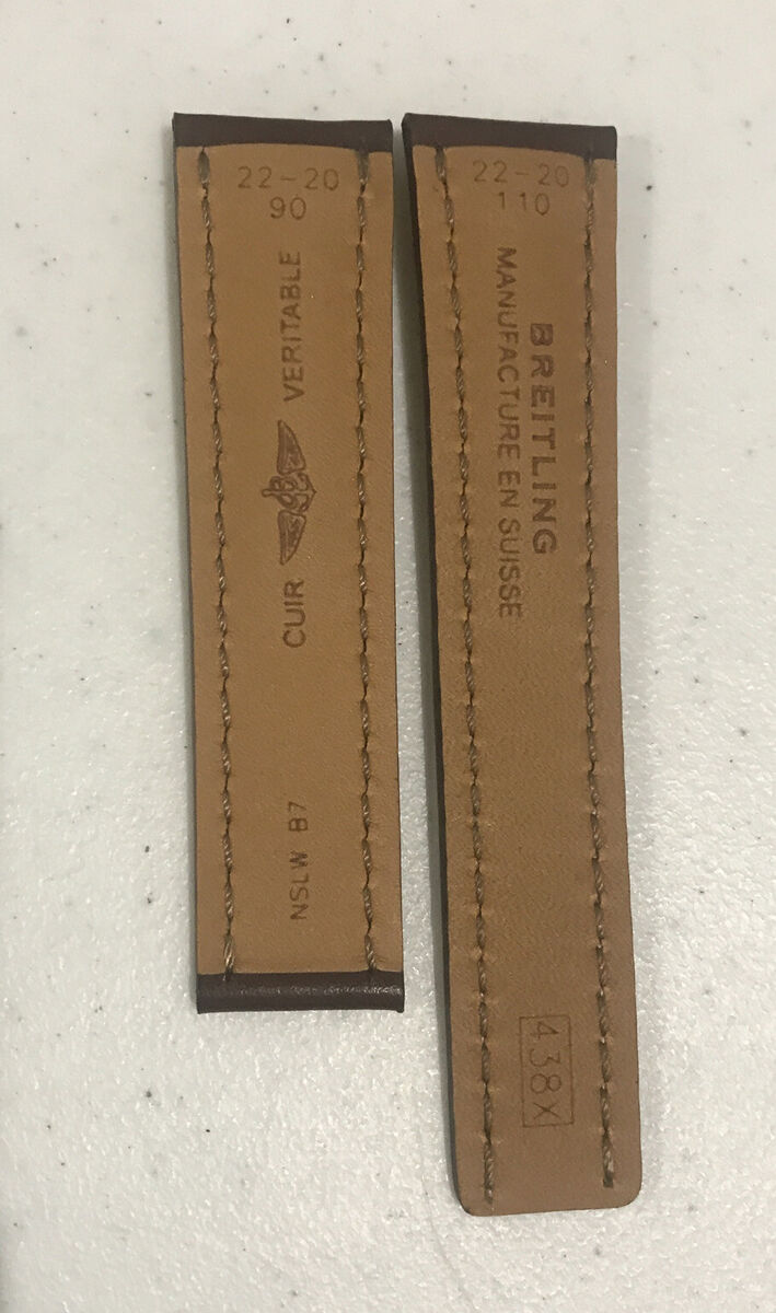 BREITLING ブラウン レザーベルト 22mm Breitling Watch Strap Brown Leather 22mm Authentic 438X | eBay