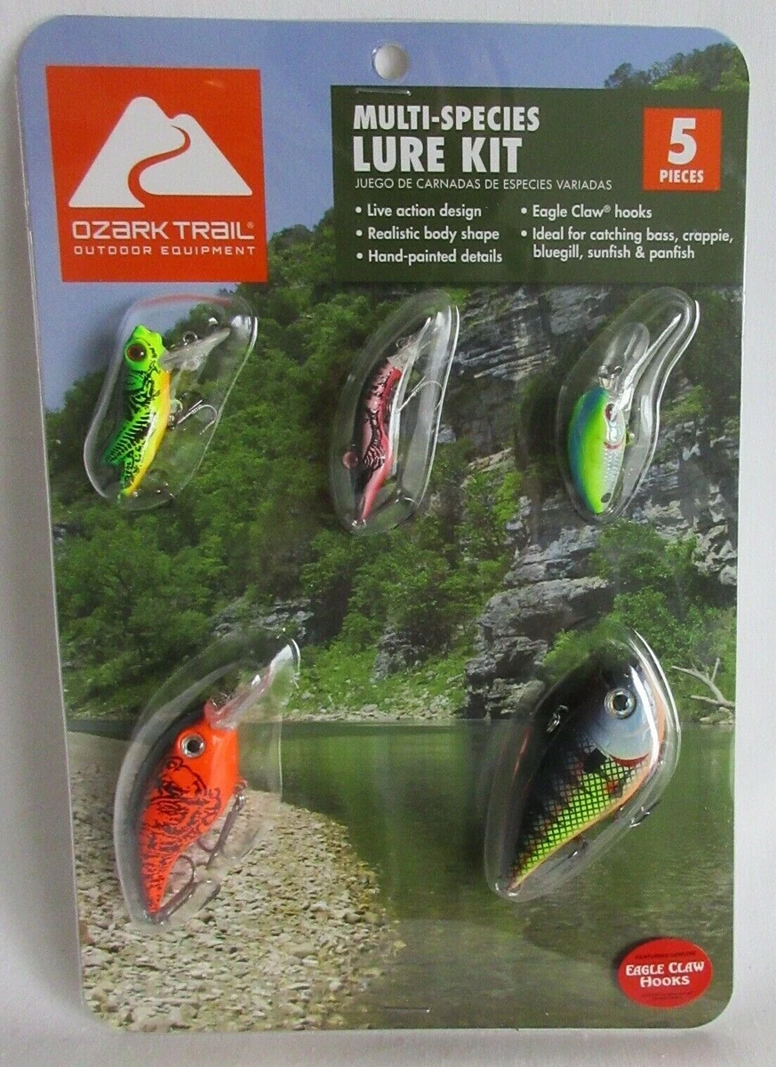 NEW OZARK TRAIL 5 PCS MULTI FISHING LURE KIT CRANKBAIT HOPPER