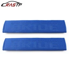 Blue 2Pcs Seat Belt Cover Shoulder Pads Fabric Racing Seat Material