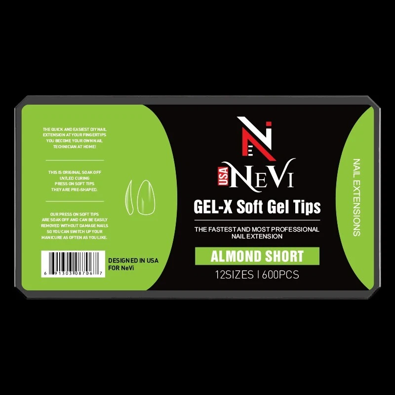 Gel de Uñas-X Caja Natural de Puntas 12 Talla NeVi EE. UU. (Almendra Corta) Foto 3 de 3