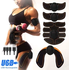 Rechargeable EMS Abs Trainer Arms & Hips Muscle Stimulator Abdominal Training