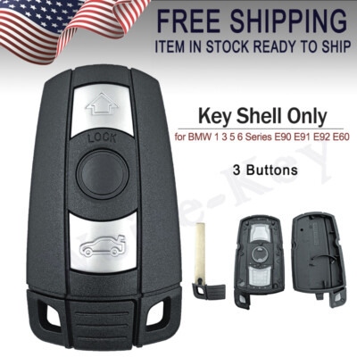 Smart Remote Key Fob Shell Case – 3 Button – For BMW 1, 3, 5, 6 Series, X5, X6 (E90, E60, Etc.)