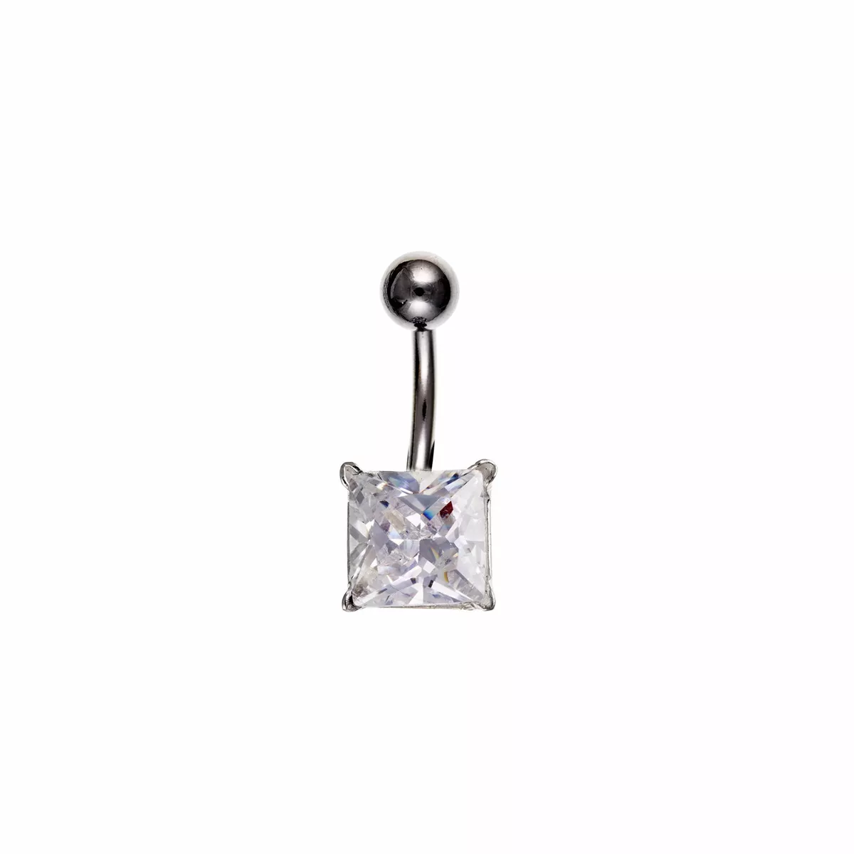 925 Sterling Silver Body Belly Bar NEW 10 x 10 x 15mm Princess