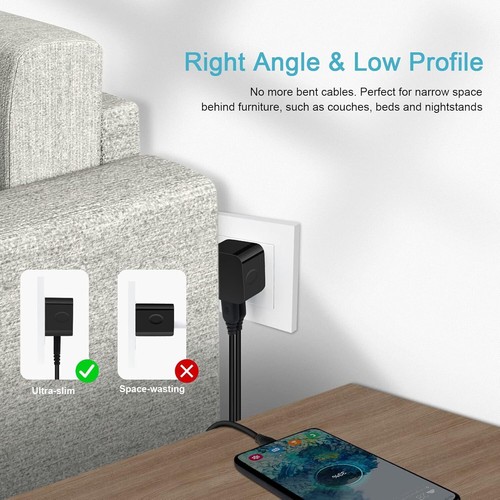 USB Wall Charger,USB Plug,2Pack Flat Charger Block Charging Low Black - Picture 4 of 7