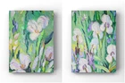 Impressionist Irises Oil Painting Canvas Print Set Of 2 Floral Garden Wall Art
