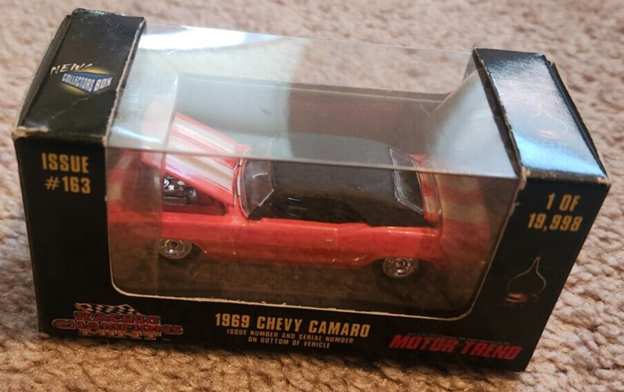 NIB 1969 CHEVY CAMARO RACING CHAMPIONS MOTOR TREND #163 1:57 DIE CAST METAL BOX
