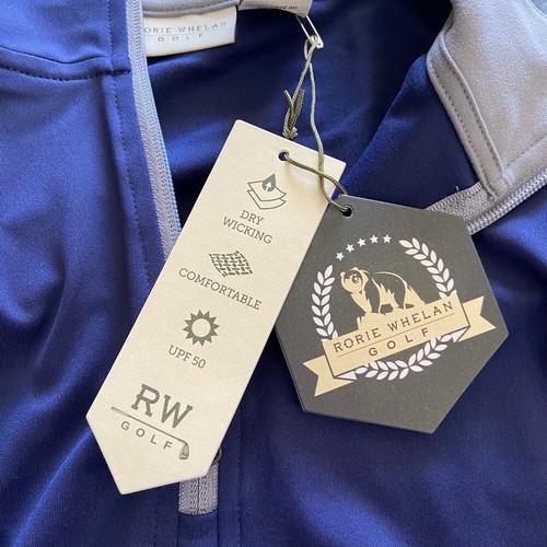 Rorie Whelan Mens M Navy Quarter Zip Golf Pullover Dry Wicking UPF 50 Activewear - Afbeelding 10 van 10