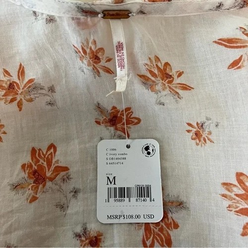 Blusa romántica Free People Amanda con volantes floral envolvente marfil cottagecore talla M - Imagen 12 de 15