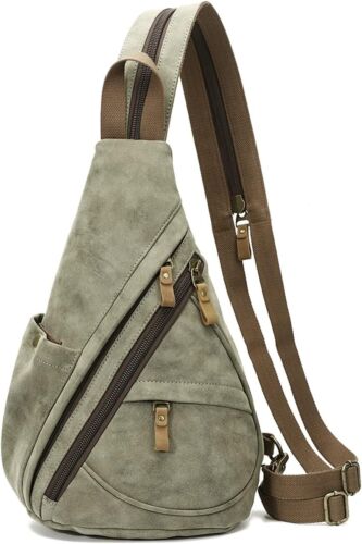 KL928 PU Leather Sling Bag - Small Crossbody Backpack 6881-pu-olive Green