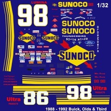  98 Brad Nofsinger Sunoco 1988-1992 1/32nd Scale Slot Car Waterslide Decals