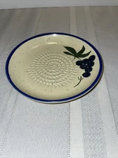 Garlic Grater Plate 5" Zester Tan Blue Grapes Ceramic Claytan Tableware Malaysia