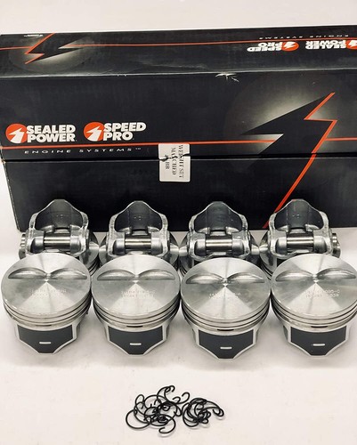 SPEED PRO Hypereutectic Flat Top Pistons+CAST Rings Chevy SB 383 use w/5.7 +.040 - Picture 3 of 6