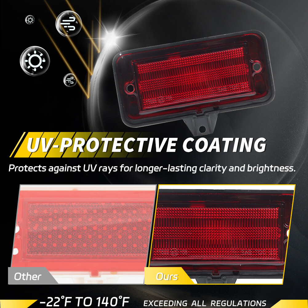 4PCS Amber Front & Red Rear Bumper Side Marker Lights For 1971-1973 Ford Mustang