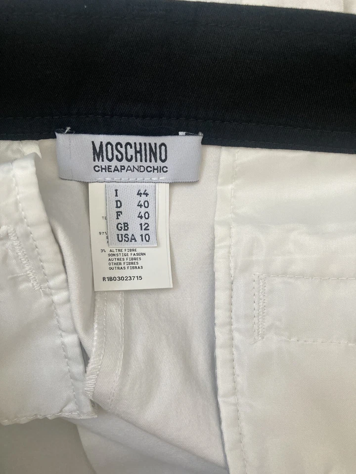 Pantalones Cortos Plisados Moschino 100% AUTÉNTICOS Baratos y Chic Color Block IT44/US 10 NUEVOS CON ETIQUETAS Foto 4 de 4