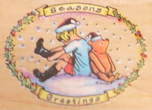 Winnie the Pooh Christmas Rubber Stamp Christopher Robin All Night Media 724E - Picture 14 of 14