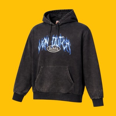 Von Dutch Sweatshirt Mens Size Large Graphic Logo Faded Black
