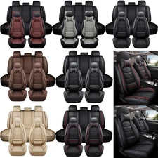 For Ford Leather Car Seat Covers 5-Seats Front & Rear Full Set Cushion Pad