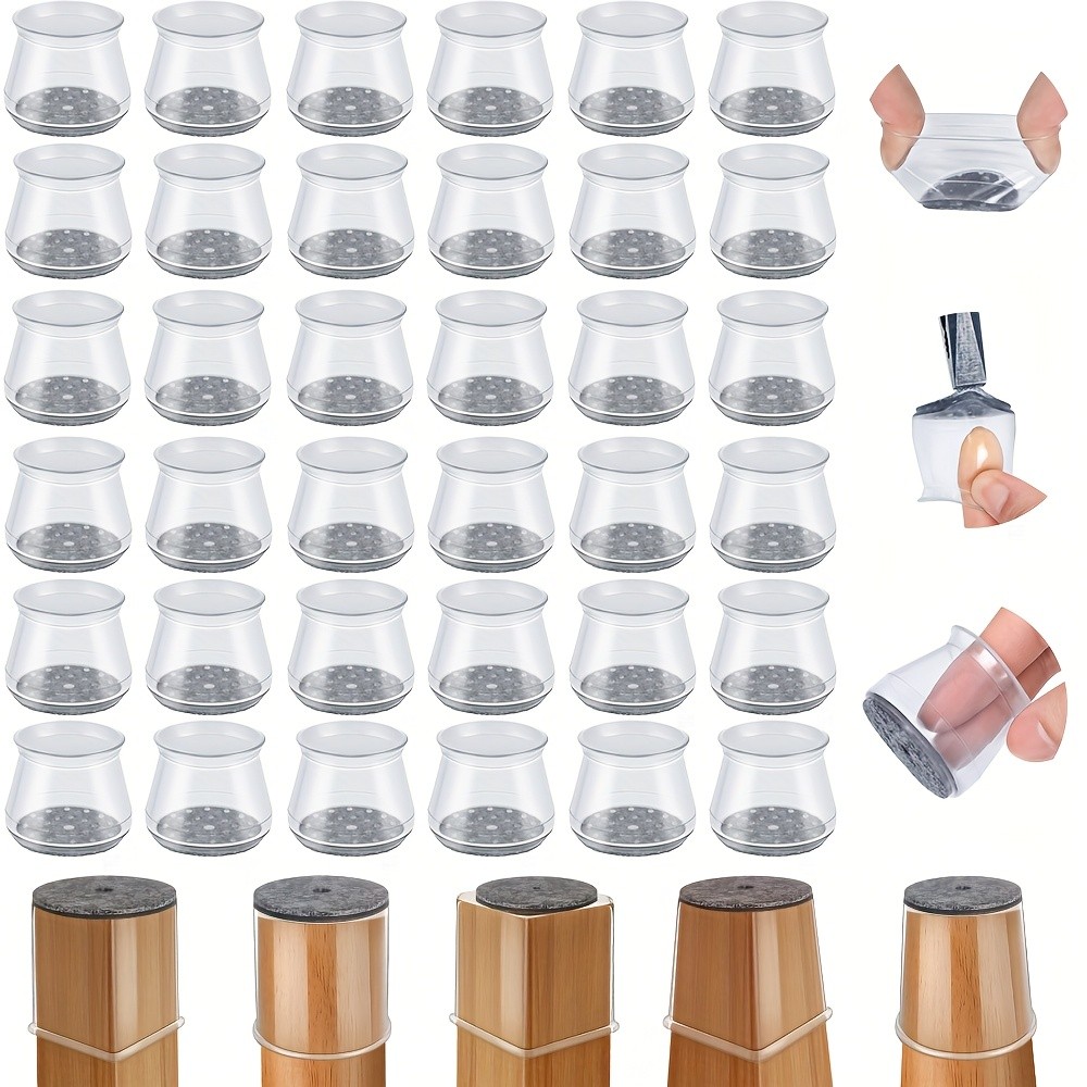 24pcs Large Chair Leg Protectorss for Hardwood Floors, Chair Leg Caps Felt Pads