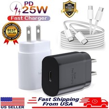 25W PD Fast Wall Charger Power Adapter USB-C Type-C Cable For Samsung Cell Phone