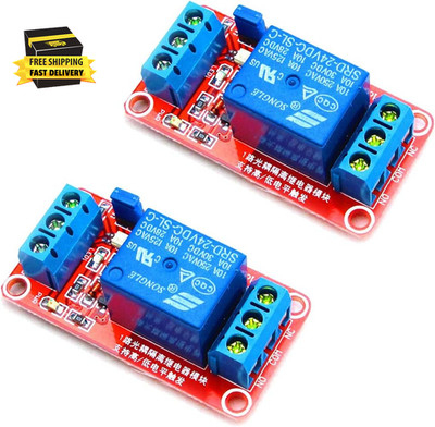 2Pcs DC 24V 1 Channel Relay Module with OPTO Isolation Support High or Low Level