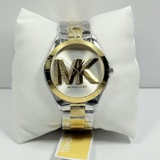 Michael Kors Slim Runway Mk4735 White Dial Two Tone Womens Bracelet