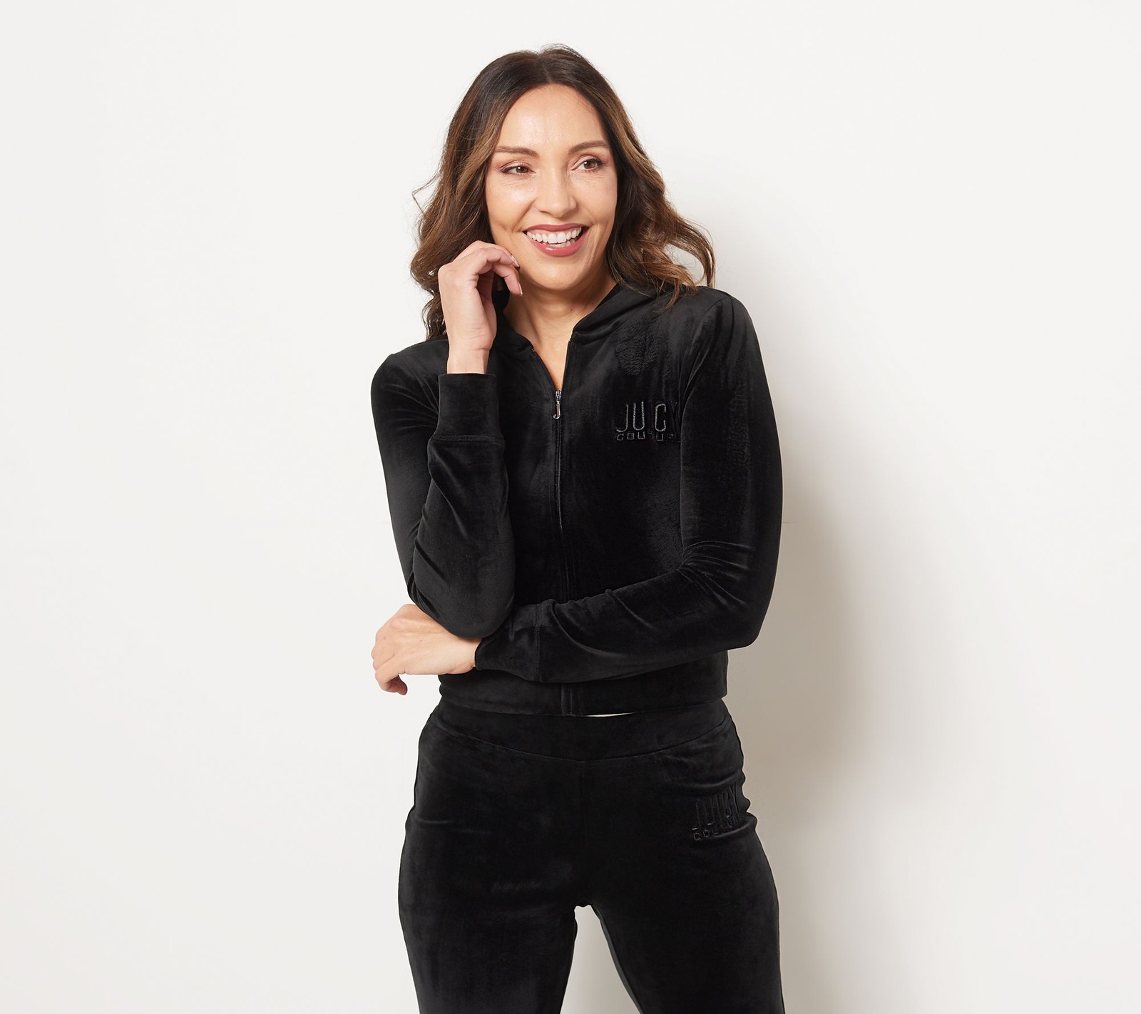 Juicy Couture Women's Sleepwear Sz S Luxe Velour Hoodie Black A459452