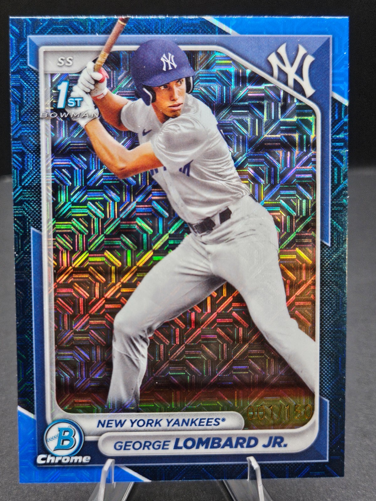 2024 BOWMAN CHROME MEGA BOX GEORGE LOMBARD JR. 1ST BLUE MOJO #1/150 Yankees