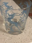 Vintage Mid Century Federal Glass Blue Gazelle Deer Tumbler Single MCM