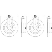 2X Hella Pagid Bremsscheiben Ø300Mm Hinten Passend FüR Mercedes Slc Slk 55775PRO
